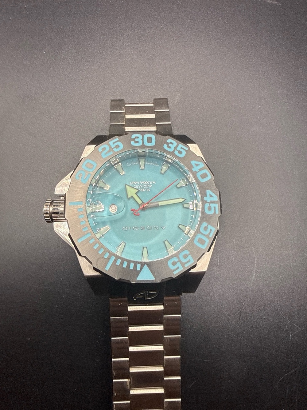 Android Aquatic Dive Watch - Turquoise Dial glow and dark design